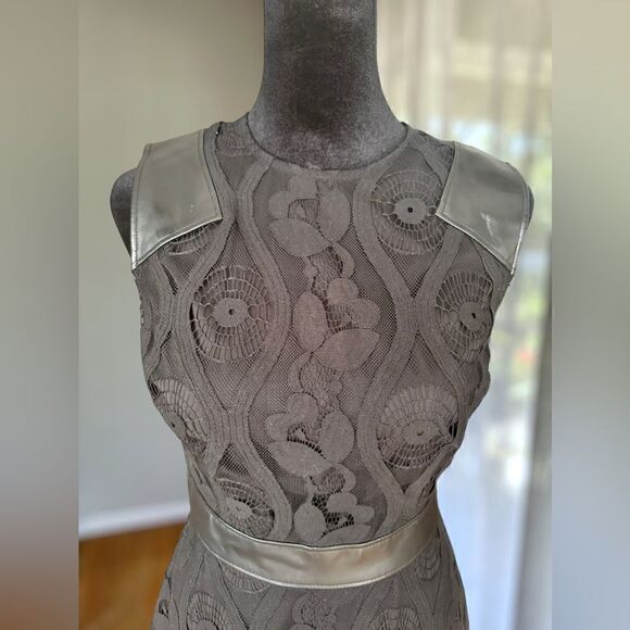 Marc New York Andrew Marc Black Dress Faux Leather Panels Size 2 - Picture 4 of 15